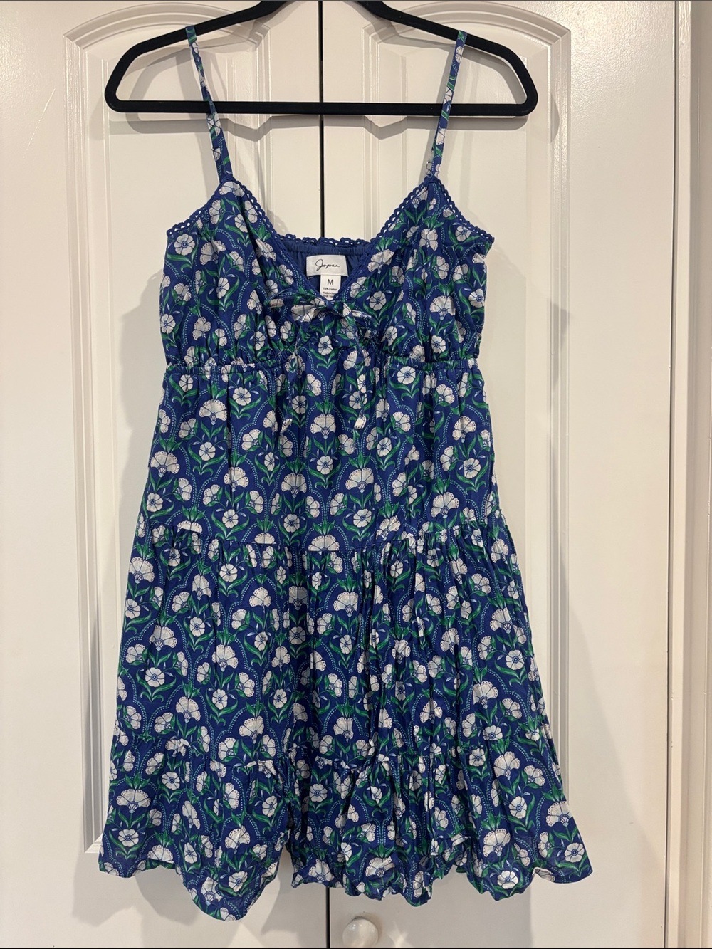 Jopra Navy Blue Floral Spaghetti-Strap Summer Dress 100% Cotton
